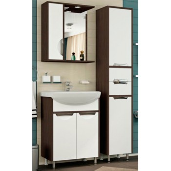 Шкаф зеркальный в ванную комнату 'ПРАДО 60' левый белый/венге с подсветкой, картинка 2