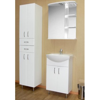 Шкаф зеркальный в ванную комнату 'МАГНОЛИЯ 55' левое с подсветкой, картинка 2