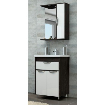 Шкаф зеркальный в ванную комнату 'ПРАДО 50' белый/венге с подсветкой