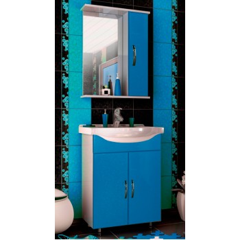 Шкаф зеркальный в ванную комнату 'БАЛИ 55' универсальный синий