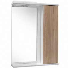 Шкаф зеркальный в ванную комнату 'КАНТРИ 55' правый белый/дуб Санремо с подсветкой