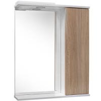 Шкаф зеркальный в ванную комнату 'КАНТРИ 60' правый белый/дуб Санремо с подсветкой