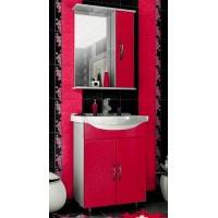Шкаф зеркальный в ванную комнату 'БАЛИ 55' универсальный красный