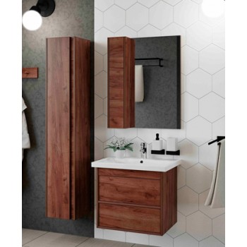 Шкаф зеркальный в ванную комнату 'КАНАДА 60' Дуб крафт табачный, картинка 2